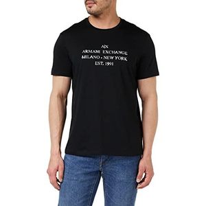 Armani Exchange Heren Urban, Slim Fit, Milano New York T-shirt, Zwart, Extra Large, zwart, XL