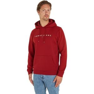 Tommy Jeans TJM Reg Linear Logo Hoodie Ext, Magma Rood, S
