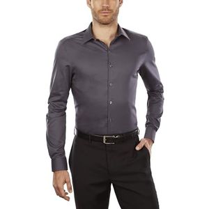Van Heusen Men's Dress Shirt Slim Fit Flex Collar Stretch Solid, Charcoal, 18"" Neck 32""-33"" Sleeve
