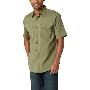 Wrangler Authentics Klassiek herenhemd, korte mouwen, geweven, Olivin, 3XL