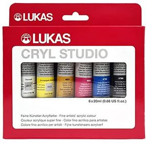 LUKAS Cryl Studio acrylverf set 6 x 20 ml, rood