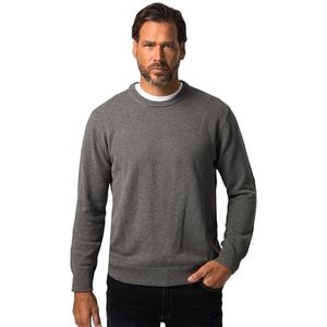 JP 1880 Herenkleding Big & Tall Plus Size L-8XL trui, ronde hals, JP1880 borduurwerk, katoen 708261, Grijs Melange, 3XL