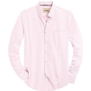 Alimens & Gentle Klassiek herenhemd met button-down-kraag, Lichtroze riem, S