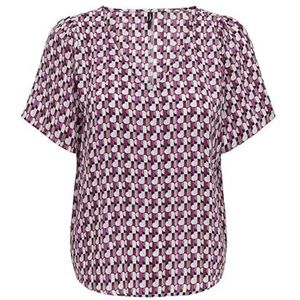 ONLALMA Life VIS S/S V-hals TOP AOP, Magenta Purple/Aop: 584 Posh, L