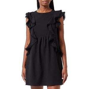 faina Dames mini-jurk met ruches 19226457, zwart, M, zwart, M