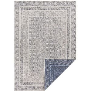 Hanse Home Platweefsel, omkeerbaar tapijt, voor binnen en buiten (100% polypropyleen, uv- en weerbestendig, geschikt voor vloerverwarming), 80 x 250 cm, blauw/crème