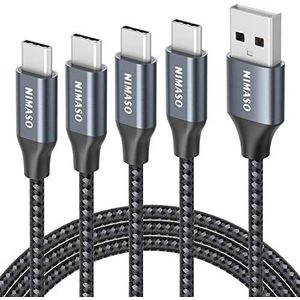 NIMASO USB C-kabel, [4 pack 0.3M + 1M + 2M + 3M] USB Type C-oplaadkabel en Data Sync-oplaadkabel voor Samsung Galaxy S10 / S9 / S8 +, Note9, LG, Google Pixel, Sony Xperia XZ, HTC 10, Huawei Honor P20