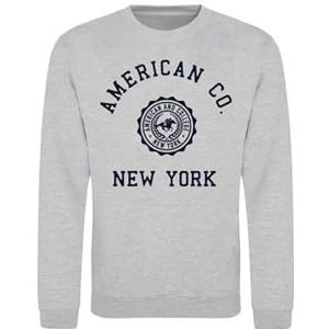 AMERICAN COLLEGE USA Sweatshirt met print, warme kleding, uniseks, kinderen, jongens en meisjes, casual, model ACSCRW4 MELL Grey 16 jaar, Grijs, 16 ans