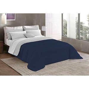 Italian Bed Linen Basic winterdekbed, dubbel, lichtgrijs/donkerblauw