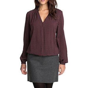 ESPRIT Dames regular fit blouse van zijdeachtige viscose met mooie print, rood (Tawny Red 634), 40