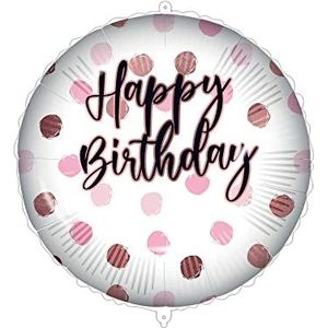 Procos 93185 93185 folieballon Happy Birthday roze, personaliseerbaar, grootte 46 cm, verjaardag, themafeest, meerkleurig