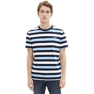 TOM TAILOR T-shirt voor heren, 35026 - Navy Multi Stripe, L
