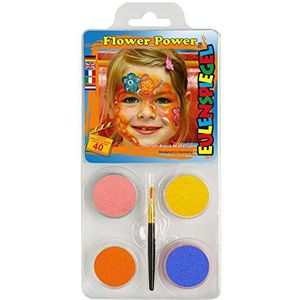 Eulenspiegel 204863 - make-up set Flower-Power, voor ca. 40 maskers, make-up kleuren, carnaval, themafeest