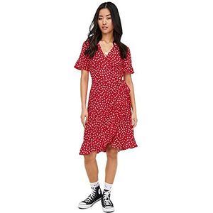 ONLY Onlolivia S/S Wrap Dress WVN Noos Jurk voor dames, Mars Red/Aop:w.fiona Ditsy, 42