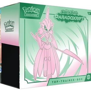 Pokémon - Verzamelkaartspel: Top Trainer-Box Karmesin & Purpur – Paradoxrift: ijzeren krijger (9 boosterpacks, 1 holografische full-screen promokaart & premium accessoires) - Duitstalig