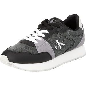 Calvin Klein Jeans Dames Runner Low LACE Mix ML BTW Sneaker, zwart/Stormfront, 4 UK, Zwart Stormfront, 37 EU