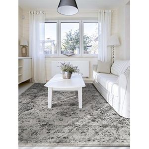 benuta Fluweel grijs 160x230 cm | Moderne slaapkamer en woonkamer vintage tapijt in used look, kunstvezel, 160 x 230,0 x 2 cm