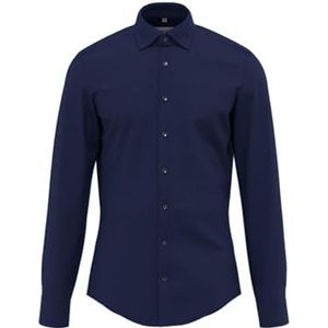 Seidensticker Flanellen overhemd voor heren, shaped fit, gemakkelijk te strijken, Kent-kraag, lange mouwen, 100% katoen, blauw, 43