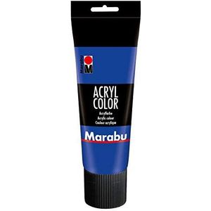 Marabu 12010025055 - Acryl Color ultramarijnblauw donker 225 ml, romige acrylverf op waterbasis, sneldrogend, lichtecht, waterbestendig, aanbrengen met kwast en spons op canvas, papier, hout