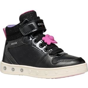 Geox J Skylin Girl B, meisjessneakers, Zwart, fuchsia, 26 EU