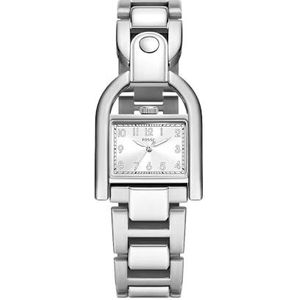 Fossil Harwell horloge voor dames, quartz uurwerk met roestvrij stalen of leren band, Zilverkleur en Wit