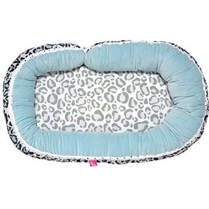 Knuffelnest voor baby's en zuigelingen, babynest + Junior Sleepy-C, multifunctioneel babynest, babybed (leo blauw)