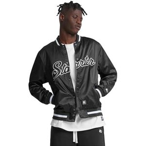 Starter Black Label Heren Starter Satijn College Jacket, S, Zwart, S