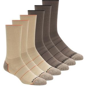 Skechers Men's 6 Pack Work Crew Socks, Sand, 10-13