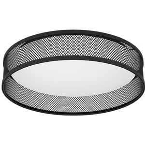 EGLO LED plafondlamp Luppineria, ronde woonkamerlamp, plafond lamp van zwart metaal en wit kunststof, plafondverlichting voor woonkamer en gang, warm wit, Ø 38,5 cm