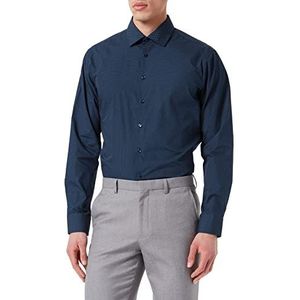 Seidensticker Zakelijk overhemd voor heren, shaped fit, strijkvrij, kent-kraag, lange mouwen, print, 100% katoen, donkerblauw, 40