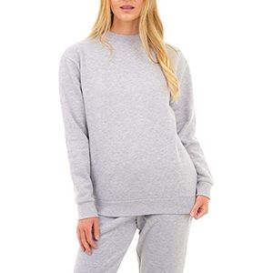 M17 Gerecycled sweatshirt voor dames, zacht, gezellig, casual trui met lange mouwen, trui met ronde hals, Grijs, XS