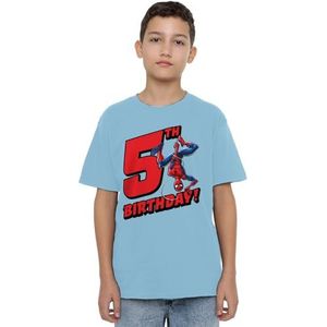 Spiderman Verjaardag 5 Unisex Kids T-shirt, lichtblauw, 12-13 jaar, Lichtblauw, 12-13 jaar