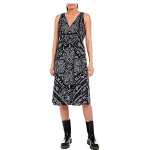 Replay Dames W9029 Jurk, 010 Wit/Zwart, S, 010 Wit/Zwart, S