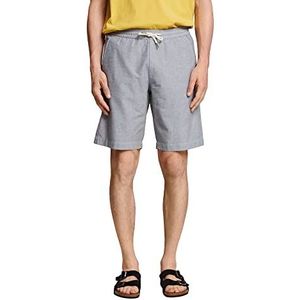 ESPRIT Pull-on shorts van keperstof, 100% katoen, grijs/blauw (grey/blue), 36W