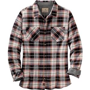 Legendary Whitetails Cottage Escape Flanellen overhemd voor dames, Stoffige Roos Plaid, M