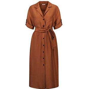 Seidensticker Dames regular fit blousejurk korte mouwen jurk, bruin, 42, bruin, 42