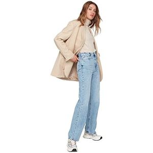 Trendyol Dames 90's Wide Leg Jeans, blauw, 40, Blauw, 66