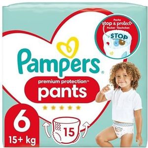 Pampers Baby luierbroek maat 6 (15 kg+) Premium Protection, extra groot, single pack, met stop- en beschermzakken, 15 broekluiers