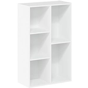 Furinno Open boekenkast met 5 vakken, rek, hout, wit, 49,5 x 23,98 x 80 cm