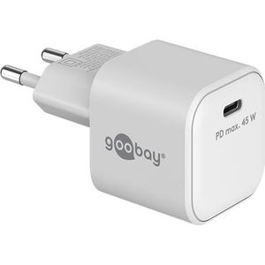 goobay 65332 USB C PD snellader (45W) / mobiele telefoon lader/voeding voor laadkabels van iPhone en andere mobiele telefoons/Quick Charger adapter/netstekker USB C/oplaadadapter/wit