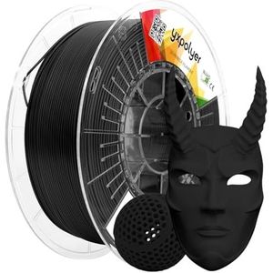 YXPOLYER Flexibel PLA Pro 3D-printerfilament voor luchtloze basketballen, licht en zeer elastisch soft-PLA, 1,75 mm, 1 kg, met herbruikbare pc-spoel, zwart