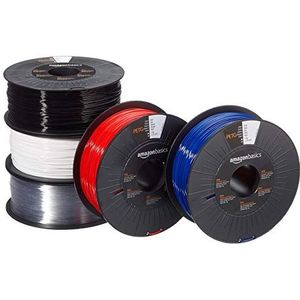 Amazon Basics 3D-printerfilament PETG, 1,75 mm, 5 verschillende kleuren, 1 kg per spoel, 5 spoelen
