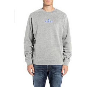 Replay Heren sweatshirt regular fit met ronde hals, M08 Light Grey Melange, L