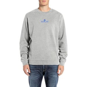 Replay Heren sweatshirt regular fit met ronde hals, M08 Light Grey Melange, M