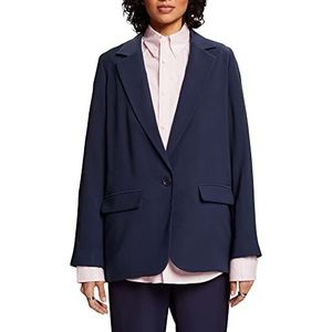 ESPRIT Losse blazer, Lenzing™ EcoVero, Donkerblauw, 42