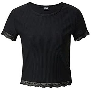 Urban Classics Dames Ladies Cropped Lace Hem Tee T-shirt