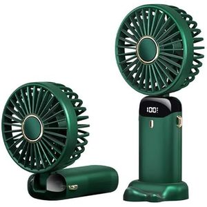 Draagbare mini-ventilator, 4500 mA, opvouwbare instelbare hoekventilator, 5 versnellingen, instelbare USB-oplaadbare handventilator, geschikt voor binnen en buiten (groen)