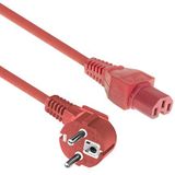 ACT Elektrische kabel CEE7/7 naar C15, 2 m netsnoer CEE 7/7 (gehoekt aardingscontact), stroomkabel naar C15 warmapparaatbus, stroomkabel rood - AK5315