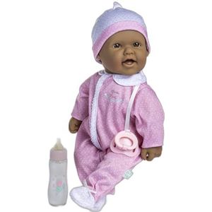 JC TOYS La Baby Hispanic 40 cm pop met zacht en wasbaar lichaam, magische fles en fopspeen, roze en wit, ontworpen in Spanje, 12 maanden