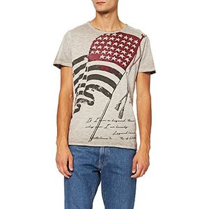 KEY LARGO Heren banner rond T-shirt, zilver (1107), M